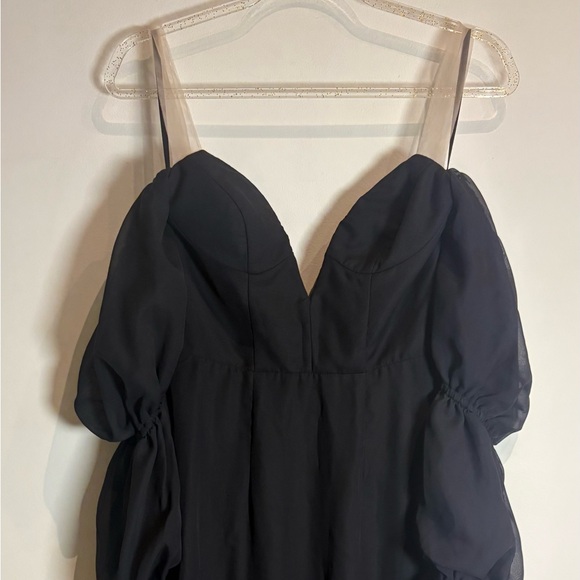 KATIE MAY Estella Gown Black Off Shoulder Puff Sleeve XS - Picture 6 of 10
